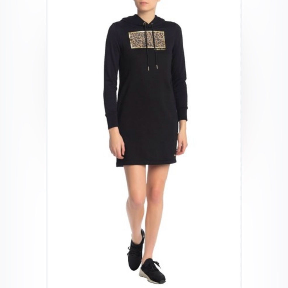 Calvin Klein Hoodie Black and Gold Women's Dress L